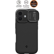 Spigen iPhone 17 ile Uyumlu MagSafe Kılıf Optik Armor Mag Fit Metal Stand özellikli Kamera Korumalı Siyah Kapak - ACS09987 (Spigen TR Garantili)