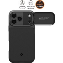 Spigen iPhone 17 Pro ile Uyumlu MagSafe Kılıf Optik Armor Mag Fit Metal Stand özellikli Kamera Korumalı Siyah Kapak - ACS09953 (Spigen TR Garantili)