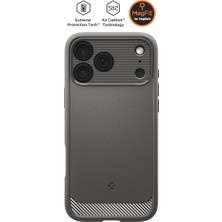 Spigen Apple iPhone 17 Pro ile Uyumlu Ekstra Dayanıklı MagSafe Kılıf Rugged Armor Hava Kanalı Teknolojisi™ Askeri Sınıf Koruma MagFit Gray Çift Katman Kapak - ACS09941