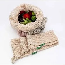 Ecowoco %100 Pamuk File Kese L 30*40 cm (1 Adet) Dayanıklı ve Çok Amaçlı Kullanım için Uygun