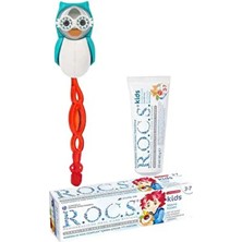 R.O.C.S. R.O.C.S Kıds Mavi Baykuş Diş Fırçası ve Macun Seti 3-7 Yaş İçin Organik Bakım