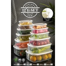 Plastik 12'li Dikdörtgen Sweet Saklama Kabı Seti - Şeffaf Beyaz 7-12 628ESERI