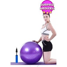 Mor Pilates Topu 65 cm Deluxe Yoga Plates Egzersiz Topu Ball Şişirme Pompası Seti