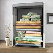 Özel Tasarım Güçlendirilmiş Çelik Yapım Yorgan Hurcu Yüklük Gri Renk Bez Dolap