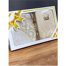 ayhanhome Gold Desenli Hediyelik Bohçalık Tafta Saçaklı Seccade, Yasin, Tesbih Seti Polyester Malzemeden
