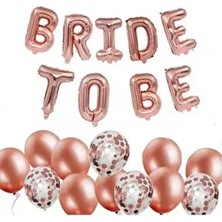 Parti Sürprizi Rose Gold Bride To Be Konfetili Folyo Balon Set Özel Günler İçin