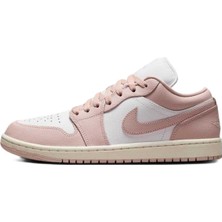 Nike Air Jordan 1 Low Leather Sneaker Unisex Hakiki Deri Günlük Spor Ayakkabı Beyaz Pembe