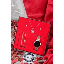 Dokunmatik Kadın Kol Saati Kolye Bileklik ve Küpe Set Modern Tasarım El İşçiliği ile Şık