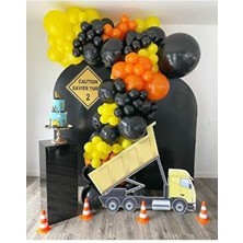 Selens Party Çok Renkli 65 Adet Siyah, Sarı, Turuncu Balon ve 5mt Balon Zinciri Özel Gün Kutlamaları İçin