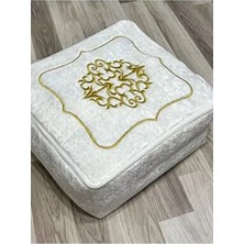 Çeyizlik Kadife Gold Işlemeli Krem Bohça 40X35 cm Nişan Gelin Damat Hurcu
