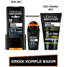 Erkek Komple Bakım Seti Kömürlü Yüz Yıkama Jeli 100ML + Total Clean Duş Jeli 300 Ml+ Roll On