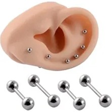 Jaida Moda Cerrahi Çelik Gri Unisex Piercing 4lü Set Parlak Özellikli Çift Top Uçlu Aksesuar