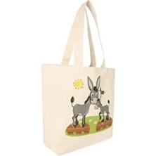 Haytap Eşekli Bej Tekstil Çanta Orta Boy Dijital Baskı Özellikleri ile Şık ve Eğlenceli