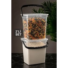 2'li Un ve Bakliyat Kabı 6 Litre Erzak Saklama Kabı Şeffaf