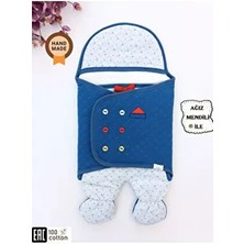 Mavi Erkek Bebek Battaniyesi & Ayaklı Uyku Tulumu - %100 Pamuklu Dış Kundak