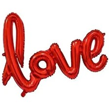 Folyo Balon Love El Yazılı Helyum Balon Kırmızı Renk