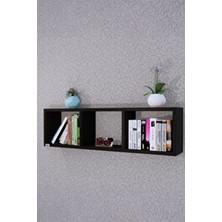 Belirtilmemiş Sema Yatay Raf Siyah Suntalam Malzeme ile 90 cm Modern Dekoratif Raf Kitaplık