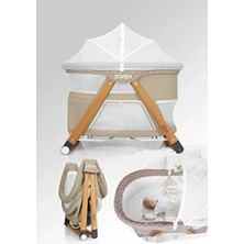 Zoody Park Yatak ve Oyun Parkı Bebek Beşiği, Anne Yanı Beşik, Park Beşik, Sallanan Beşik -Latte Renk