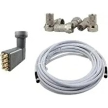 8 Li Lnb Elenbi 20 Metre Uydu Çanak Anten Kablosu 10 Adet F Konnektör Hediyeli