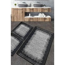 Chilai Home Esper 3'lü Set Yıkanabilir Kaymaz Banyo Halısı Renkli Soyut Desenli Polyester Kumaş