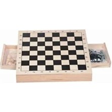 Okul Materyali Çekmeceli Ahşap Satranç Takımı Kaliteli Malzeme ile Oyun Keyfi