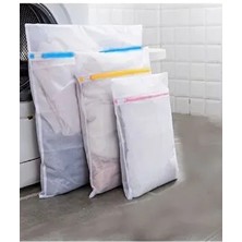 3'lü Set Renkli Fermuarlı Çamaşır Yıkama Filesi