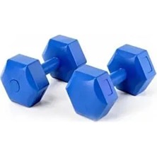 Mrt 2 Adet 6 kg Demir Tozlu Köşeli Dambıl Seti Mavi Vinyl Materyal ile 12 kg Ağırlık