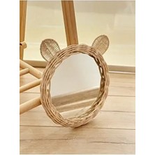Rattan Bambu Ayna Yuvarlak Ahşap Malzeme ile Tasarlanmış Şık Renkli Ayna