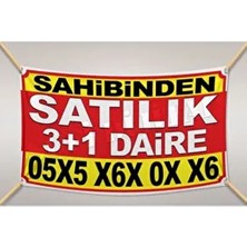 Sufi Dijital Sahibinden Satılık Kişiye Özel Branda- Afiş- Pankart 100X200 cm Sarı Renkli Tasarım