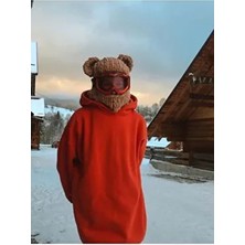 Sütlü Kahve Puffy Kar Maskesi,moda,trend Tasarım El Yapımı, Şapka, Kış, Bere,snowboard, Balaclava