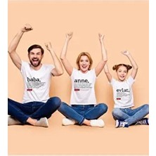 Yaprak Hediyelik Anne Baba Evlat Kombin Aile Tişörtü Uzun Kol Beyaz Pamuklu Günlük Tarz