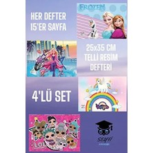 4 Adet 25X35 Telli Resim Defteri Kız Modelleri Çok Renkli Orta Boy 15 Sayfalı Set