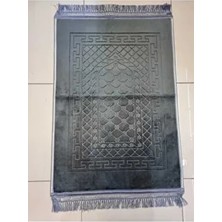 Hac Dünyası Gri Lüks Kalın Yumuşak Peluş Seccade Polyester Malzemeli Kaymaz Taban Özellikli