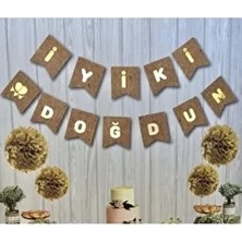 Kraft Gold Altın Sarısı Yaldızlı Iyiki Doğdun Yazılı Doğum Günü Partisi Yazı Banner