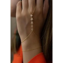 Sıralı Yıldız Beyaz Taşlı Sarı Renk 925 Ayar Gümüş Şahmeran