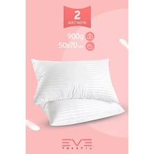 2 Adet Çizgili Saten Fermuarlı Antialerjik Yıkanabilir Nano Elyaf Yüksek Dolgulu Yastık 900 gr