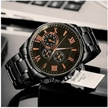 Erkek Kol Saati Su Geçirmez Çelik Kordon 3 ATM Siyah Kasa ve Kadran ile Şık Tasarım