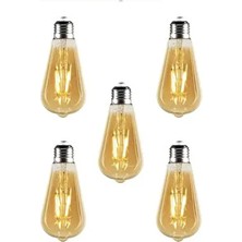 Rustik LED 5 Adet Ampul Sarı Armut 4 W