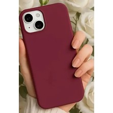 Iphone 13 - 14 - 15 Uyumlu Kılıf Içi Kadife Lansman Silinebilir Renkli Yumuşak Silikon Bordo Kapak