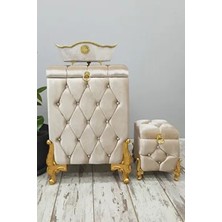 Bonny Home Kapitone MDF Vizon Renk 3'lü Çamaşır Sepeti Ahşap Malzeme ile Şık Tasarım