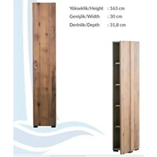 IRMAK DÜNYASI Atlantik Çam Renkli Tek Kapaklı Çok Amaçlı Dolap 5 Raflı Suntalam Malzeme 163 cm Yükseklik