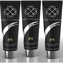 Doctorcelik Beyazlatıcı Diş Macunu 3'lü Paket Hassas Dişler İçin 24k Gümüş Aromalı