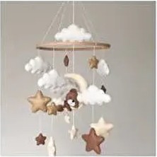 Kahverengi Tonları Ayıcık %100 El Yapımı Bebek Beşik Süsü Dönence