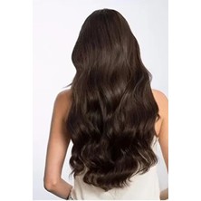 Gerçek Saç Doğal Görünümlü 3 Parça Koyu Kahverengi Yarım Ay Çıt Çıt Postiş Saç - Isı Uygulanabilir