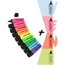 Stabilo 4 Pastel +9 Canlı Renk 13'lü Fosforlu Kalem Seti Turkuaz Renkli Ölçülerle