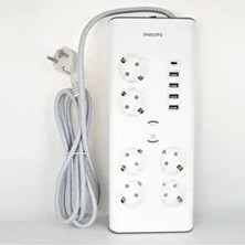 SPN7060WA/62 5 USB Girişli 6'lı 2 M Anahtarlı Akım Korumalı Priz