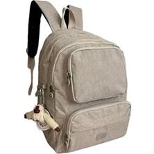 Klinkır Suya Dayanıklı Bej Renk Çok Gözlü Sırt Çantası Kadınlar İçin Geniş Hacim