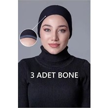 Nanak Siyah Likralı Kaymayan Bone 3 Adet Örme Kumaş Düz Desenli Kadınlar İçin Rahat Kullanım