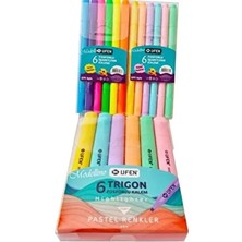 18'li Fosforlu Kalem - 12 Adet Çift Uçlu - 6'lı Pastel & 6'lı Neon Trigon 6'lı Ufen Fosforlu Kalem