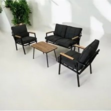 Zen 2 1 1 Pofuduk Balkon Takımı, Bahçe Mobilyası, Çay Seti, Kafe, Koltuk Takımı Orta Gri